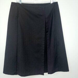 Vintage Harvé Benard Black 100% Wool Faux Wrap Skirt Women’s Size 12